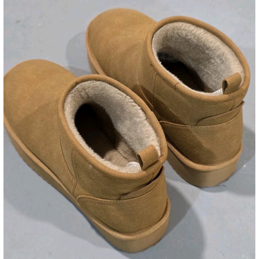American Eagle "Hangout Booties" Tan Sherpa Fur Women's 7.5 - Picture 2 of 10